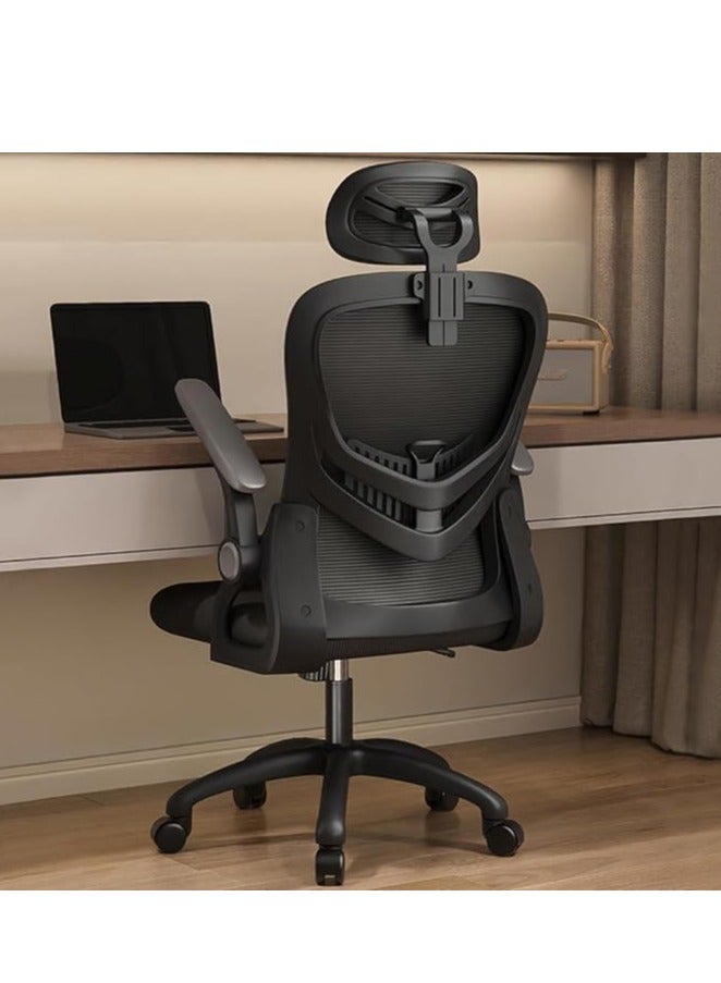 Ergonomic Office Chair, Height and Headrest Adjustable Desk Chair with Lumbar Support and Wheels for Work, Study and Gaming, Swivel Computer Chair for Home and Office (V3, Black) - Image 1